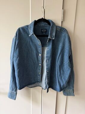 Scoop Bedazzled Blue Denim Shirt Jacket